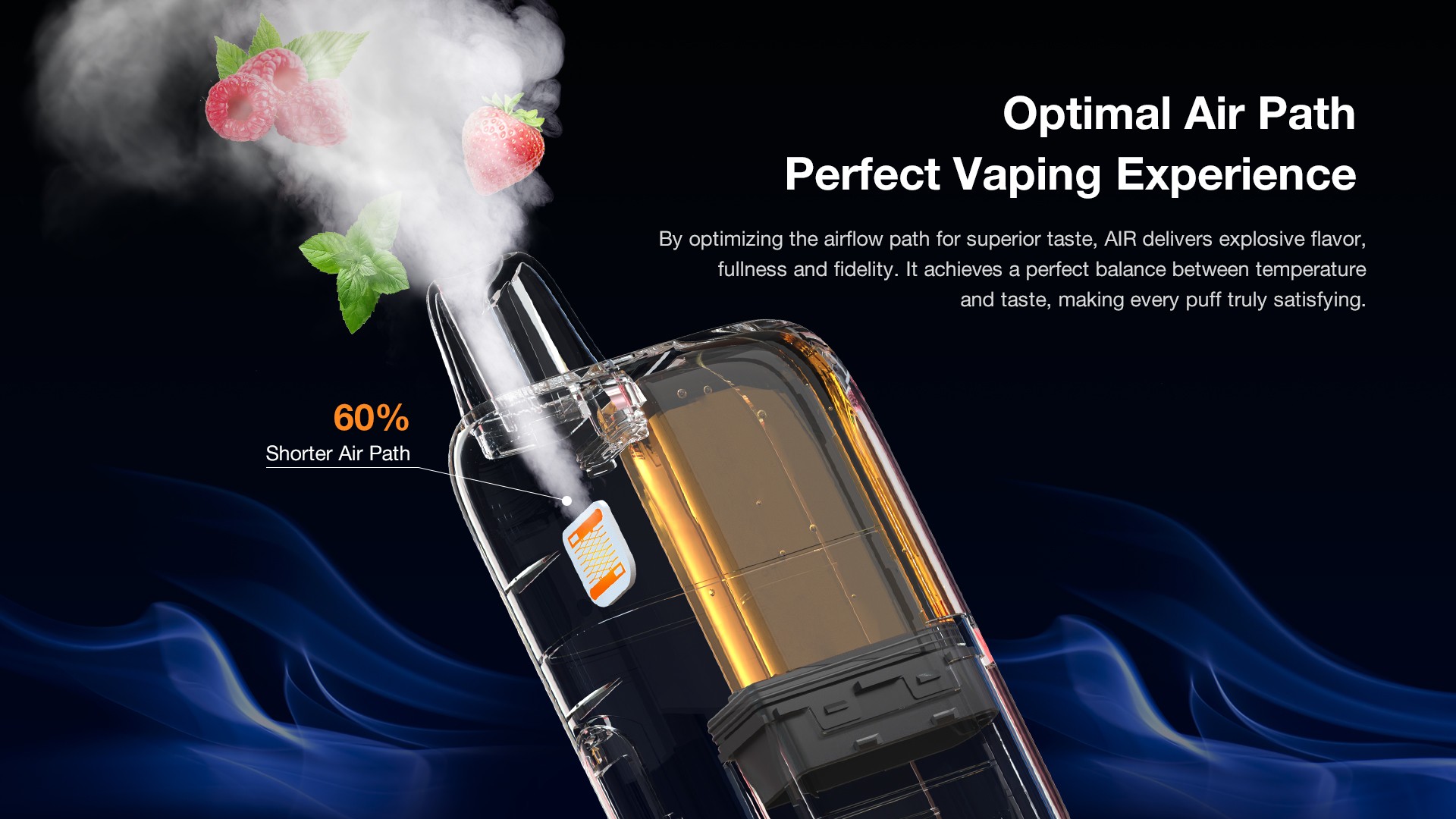 Cutaway view of the ALD AIR showing the optimized airflow path and 60 percent shorter vapor route.