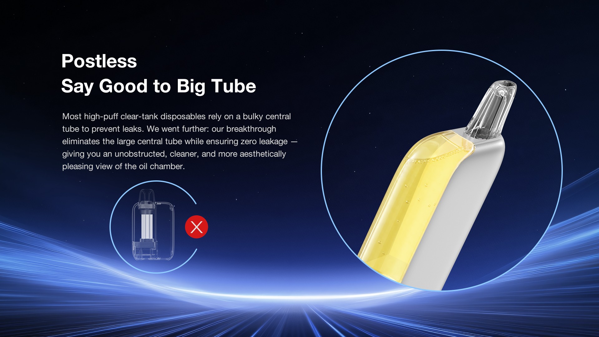 Transparent ALD AIR tank illustrating the postless design and unobstructed e-liquid chamber.