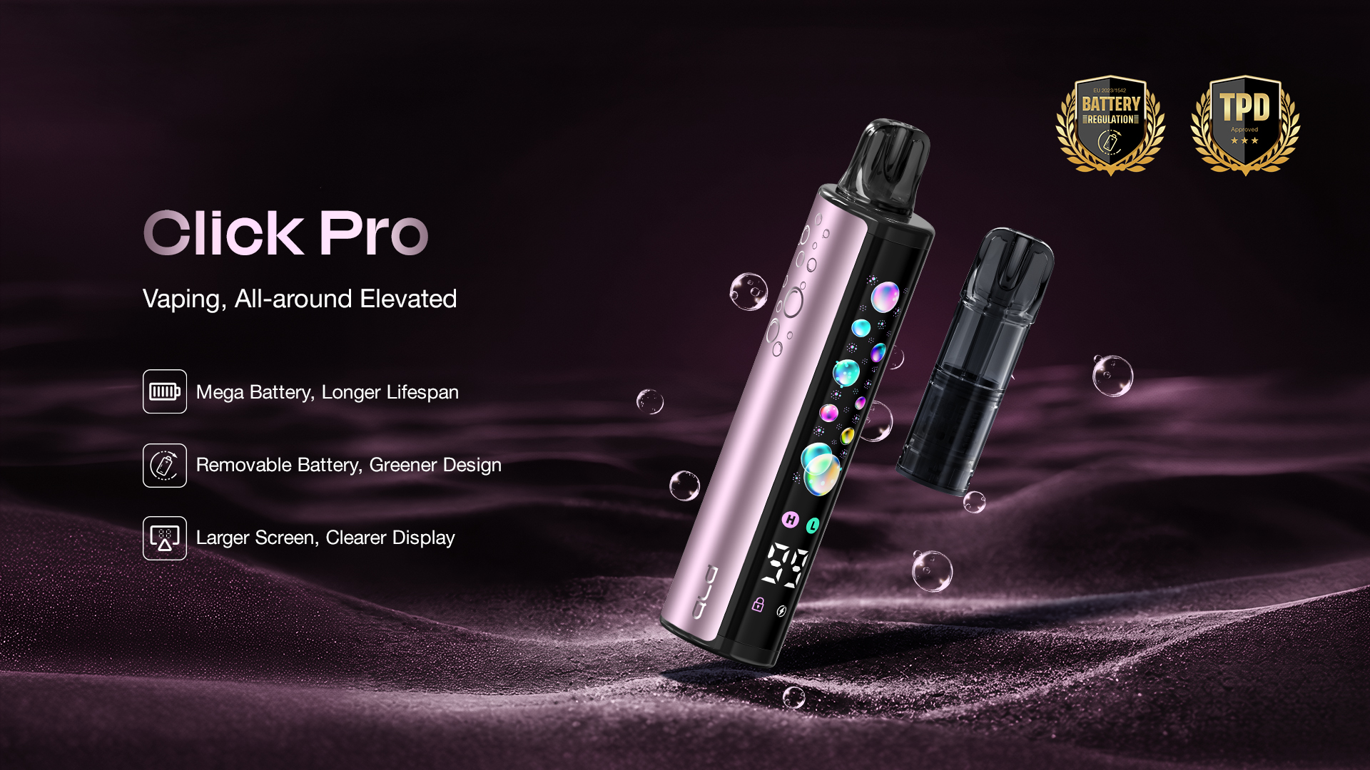 ALD Click Pro removable battery and greener design product banner