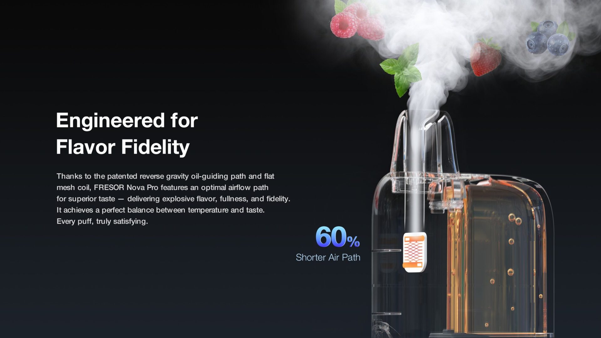 Flat mesh and optimized airflow enhance flavor