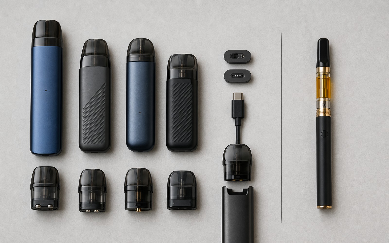Generic pod systems and replacement pods arranged separately from a cartridge-style device.