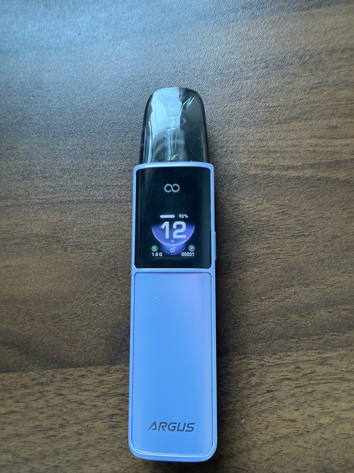 VOOPOO ARGUS G4 display showing 12W output and battery level