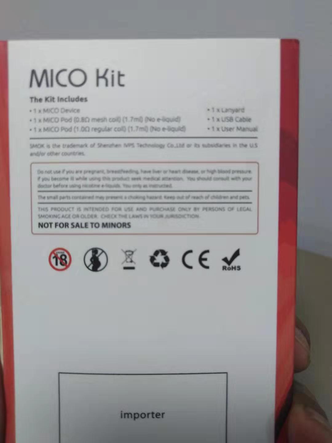 backside of the mico kit package box