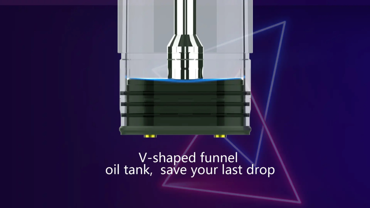 pod wth v shaped funnel to save vape juice