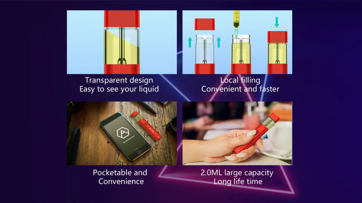 transparent design, local filling, pocketable, 2.0ml large capacity