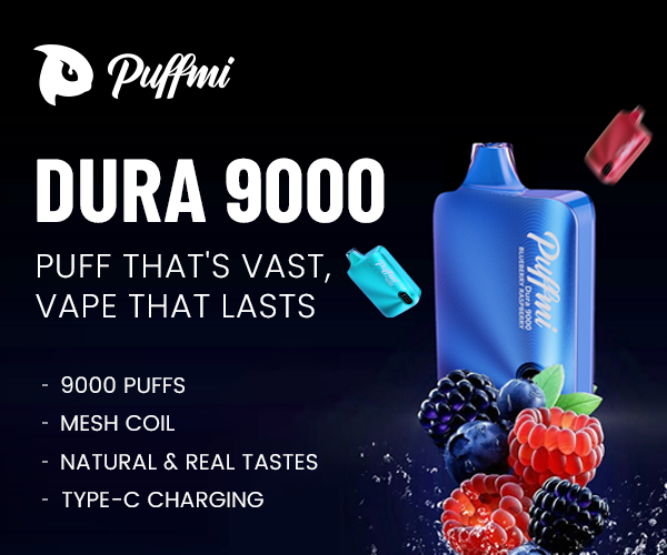 dura 9000puff,mesh coil, natual real taste, type c charge
