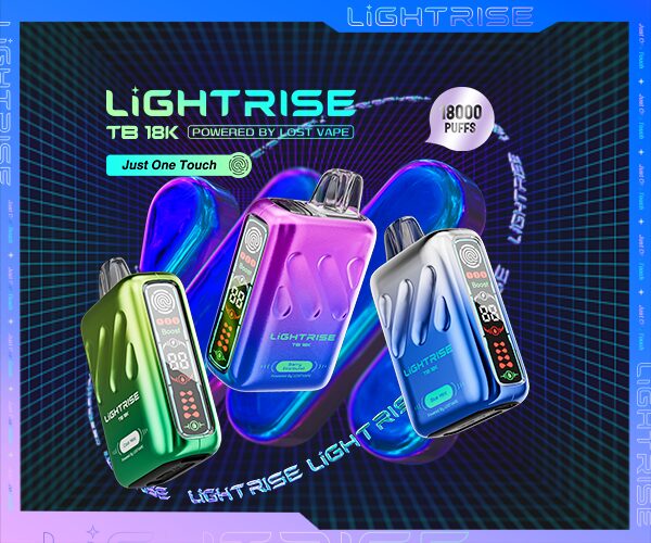 lightrise tb 18k, power by lost vape, just one touch