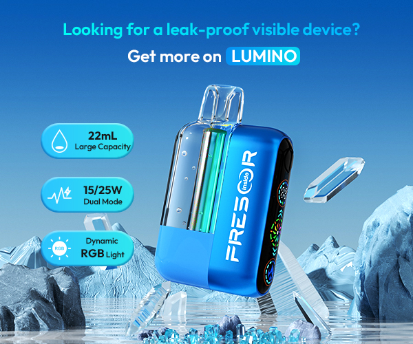 fresor lumino disposable vape, 22ml, 15/25w dual mode, dynamic rbg light,ald