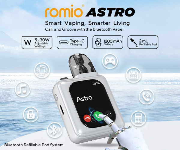 romio astro, smart vaping, small living, call and groove with bluetooth